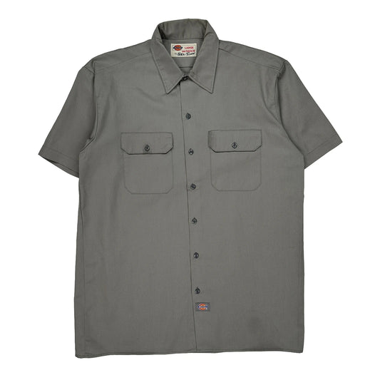 Dickies Short Sleeve Shirt - Large Grey Cotton