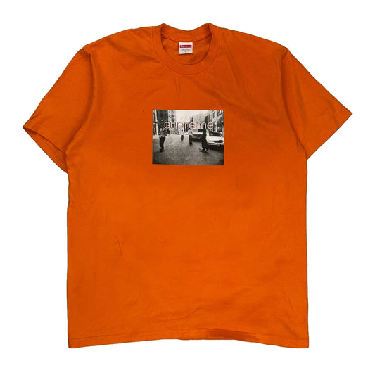 Crew96 Supreme Graphic T-Shirt - Large Orange Cotton
