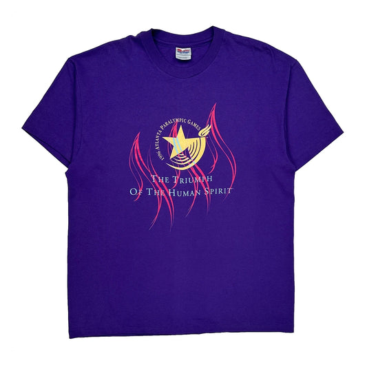 Vintage 1996 Atlanta Paralympic Games Hanes Single Stitch T-Shirt - XL Purple Cotton
