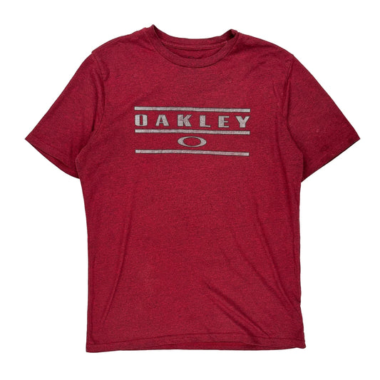 Oakley Logo Oakley T-Shirt - Large Red Cotton Blend