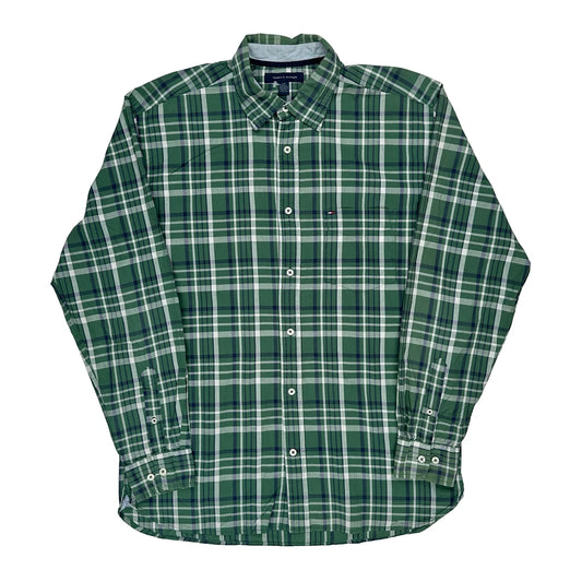 Vintage Tommy Hilfiger Checked Shirt - Large Green Cotton