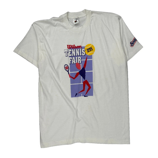 Wilson Tennis Fair Fruit Of The Loom Single Stitch T-Shirt - XL White Cotton