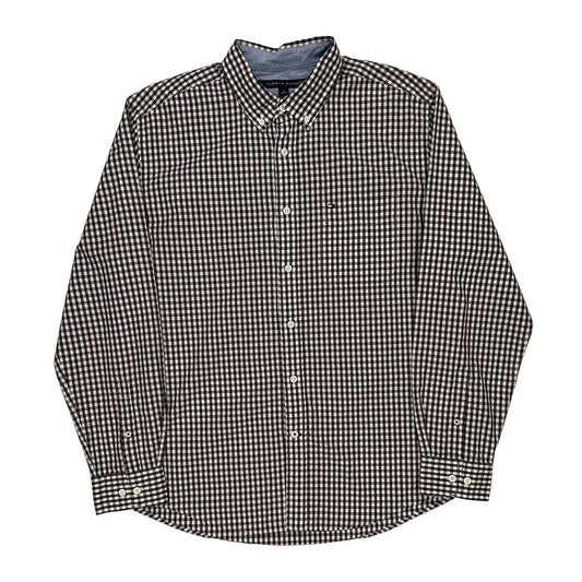 Tommy Hilfiger Checked Shirt - Large Burgundy Cotton