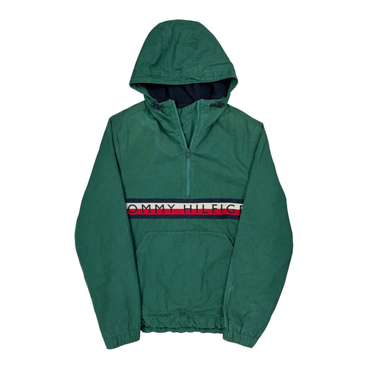 Vintage Canvas Tommy Hilfiger Spellout Anorak Windbreaker - Small Green Cotton