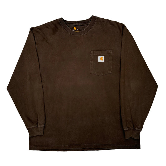 Carhartt Long Sleeve T-Shirt - XL Brown Cotton