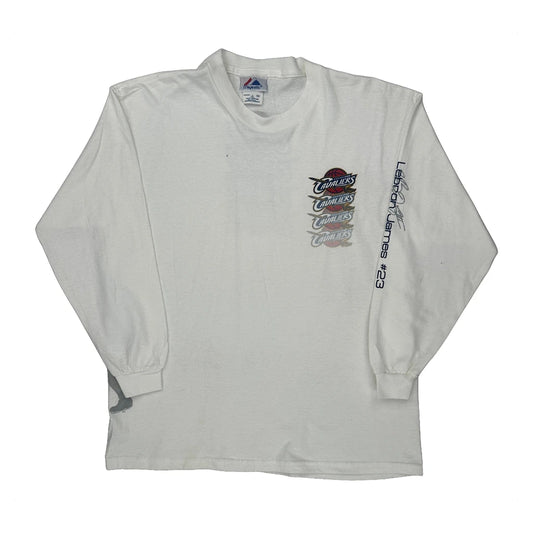 Vintage Age 18-20 Cavaliers Majestic Nba Long Sleeve T-Shirt - XL White Cotton