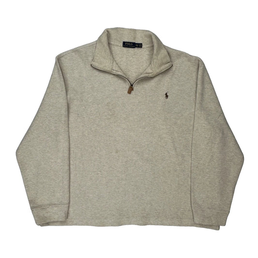 Polo By Ralph Lauren 1/4 Zip - 2XL Beige Cotton