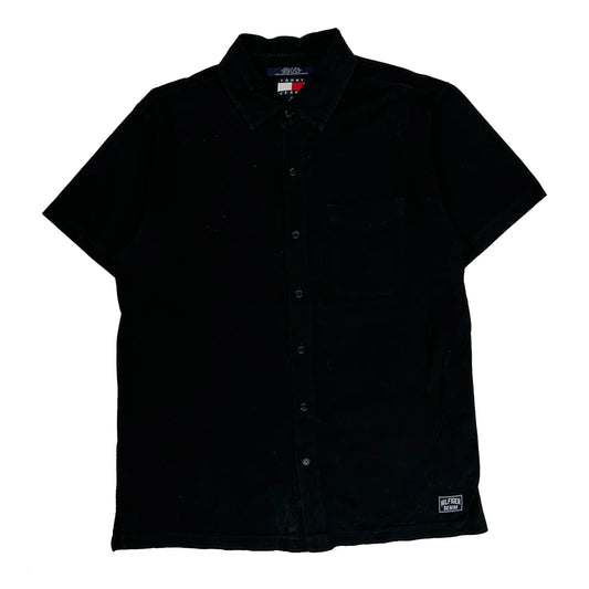 Vintage Tommy Jeans Short Sleeve Shirt - Medium Black Cotton