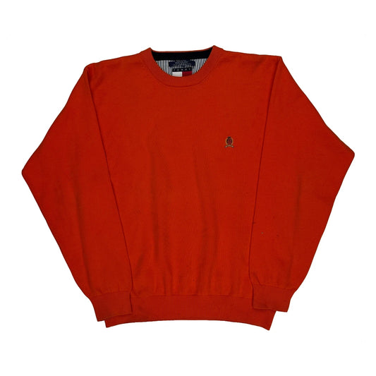 90S Tommy Hilfiger Jumper - XL Orange Cotton