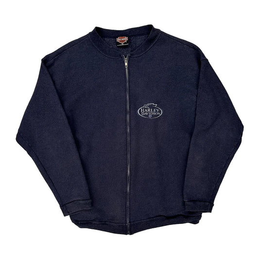 Harley Davidson Zip Up - XL Navy Cotton Blend