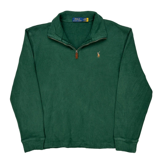 Vintage Polo By Ralph Lauren 1/4 Zip - Large Green Cotton