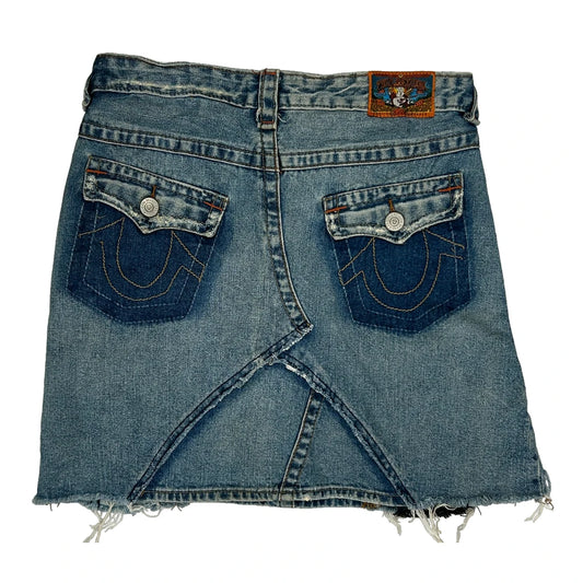 True Religion Mini Skirt - 29W UK 10 Light Wash Denim