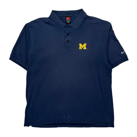 Vintage University Of Michigan Nike College Polo Shirt - Large Blue Polyester