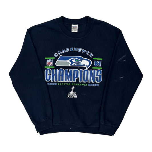Seattle Seahawks Gildan Nfl Sweatshirt - Medium Navy Cotton Blend