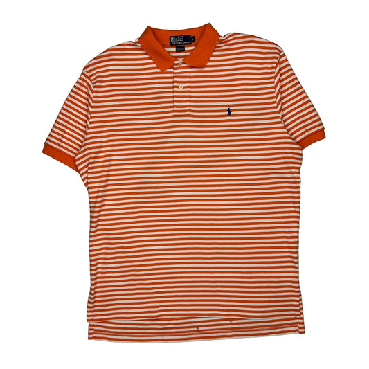 Polo By Ralph Lauren Striped Polo Shirt - Large Orange Cotton