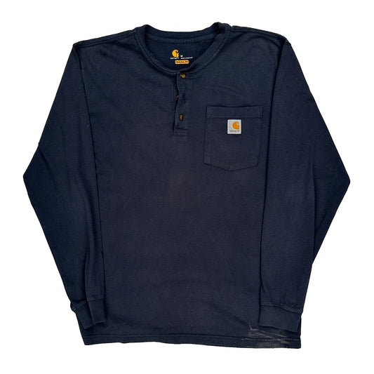 Carhartt Long Sleeve T-Shirt - Medium Navy Cotton