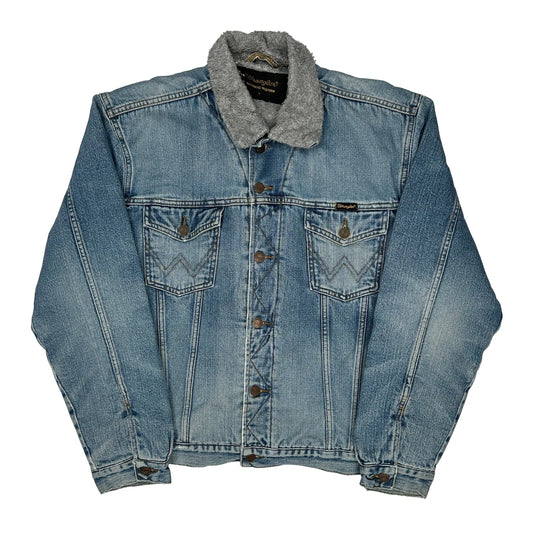Authentic Western Wrangler Sherpa Lined Denim Jacket - Large Blue Denim
