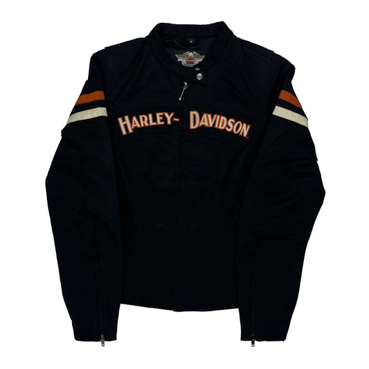Harley Davidson Spellout Jacket - Small Black Cotton