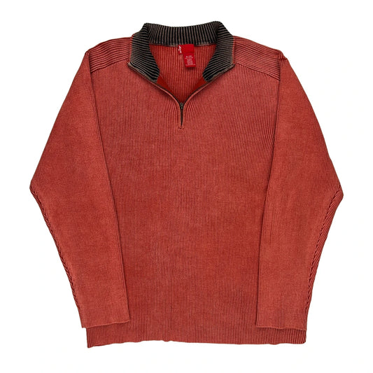 Levis Striped 1/4 Zip - XL Red Cotton