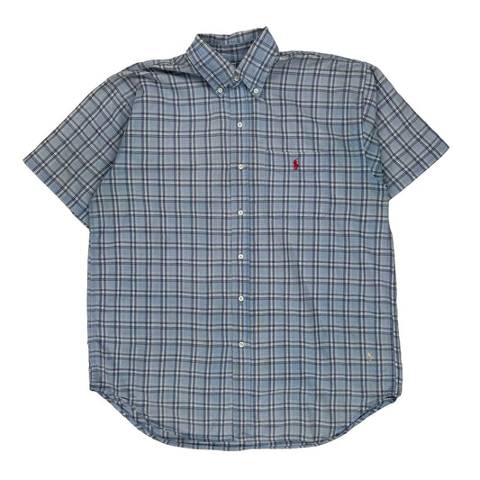 Blake Ralph Lauren Checked Short Sleeve Shirt - Medium Blue Cotton