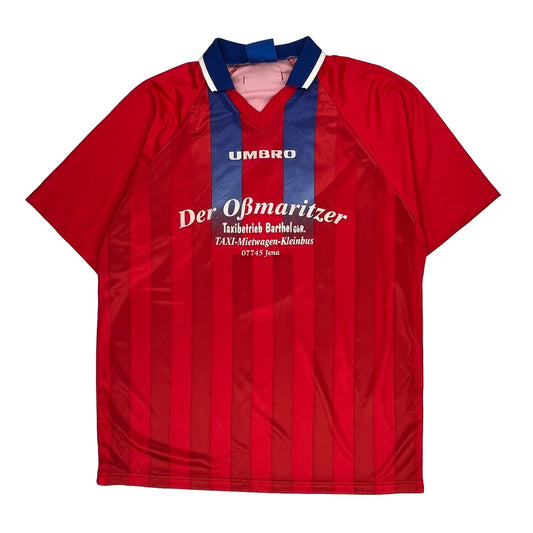 Sv Jenaer Glaswerk E.V. Umbro Striped Football Shirt - XL Blue Polyester