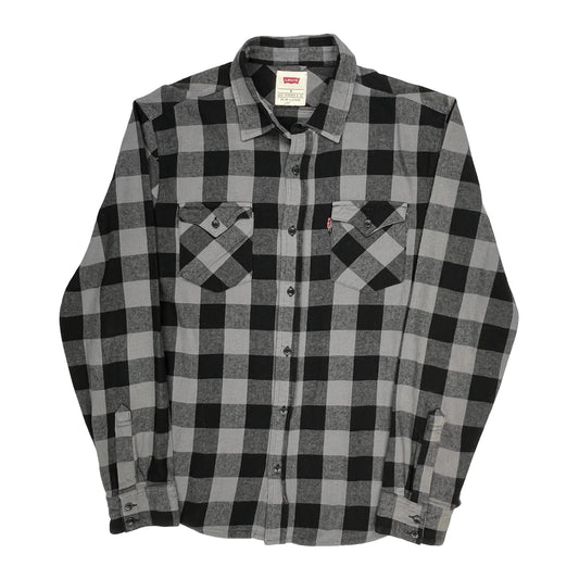 Levis Checked Flannel Shirt - Medium Black Cotton