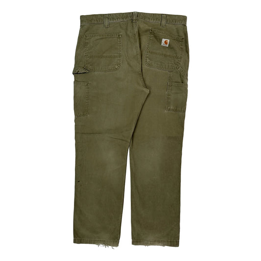 B324 Carhartt Arg Carpenter Trousers - 36W 32L Green Cotton