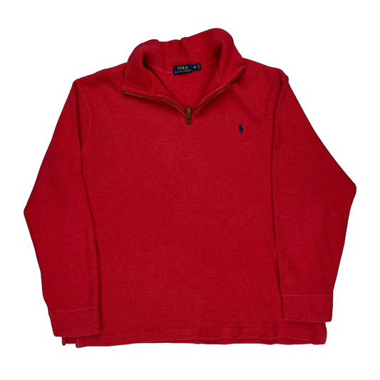 Ralph Lauren 1/4 Zip - XL Red Cotton Blend