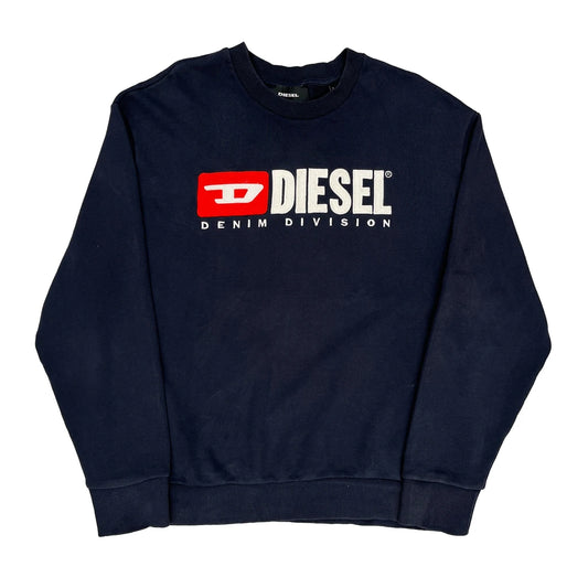 Diesel Spellout Long Sleeve T-Shirt - Large Navy Cotton