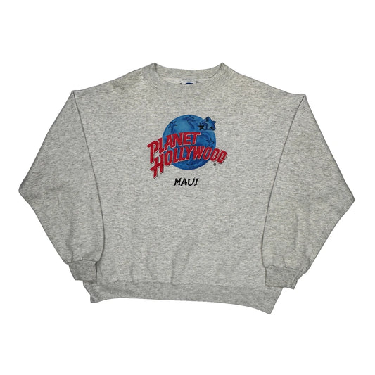 Planet Hollywood Graphic Sweatshirt - Large Grey Cotton Blend