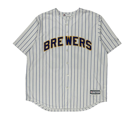Made In USa Milwaukee Brewers Majestic Mlb Jersey - XL White Polyester