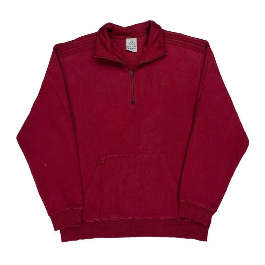 Adidas 1/4 Zip - Large Red Polyester