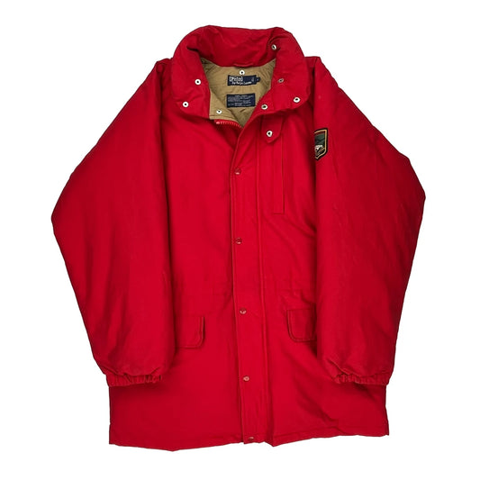 90S Skier Polo By Ralph Lauren Rare Puffer - Large Red Cotton