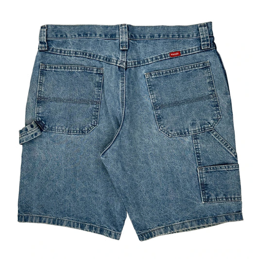 Wrangler Double Knee Carpenter Shorts - 34W 8L Blue Cotton
