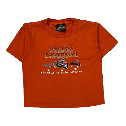 Age 3 Harley Davidson Graphic T-Shirt - 2XS Orange Cotton