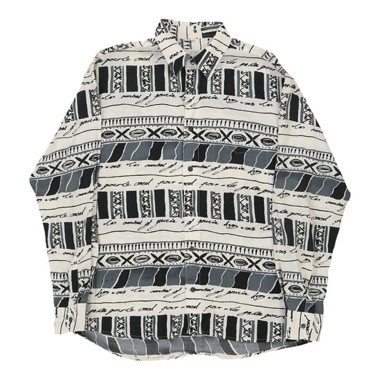 Vintage black & white Harri'S Look Patterned Shirt - mens x-large