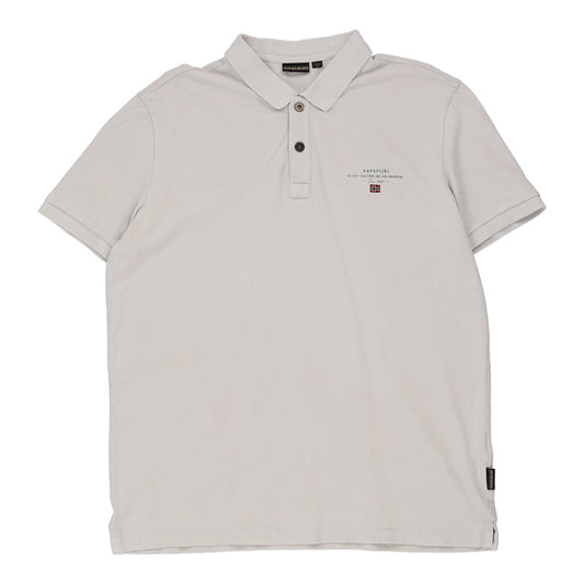 Vintage white Napapijri Polo Shirt - mens xx-large