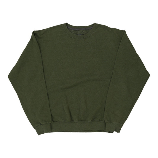 Vintage khaki Fruit Of The Loom Sweatshirt - mens large