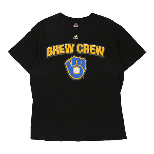 Vintage black Milwaukee Brewers Majestic T-Shirt - mens large