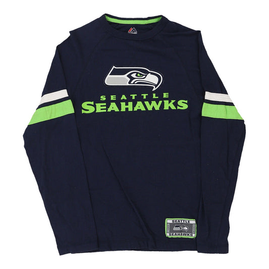 Vintage navy Seattle Seahawks Majestic Long Sleeve T-Shirt - mens small