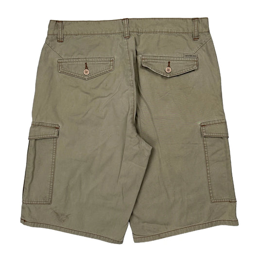 Calvin Klein Jeans Cargo Shorts - 32W 10L Khaki Cotton