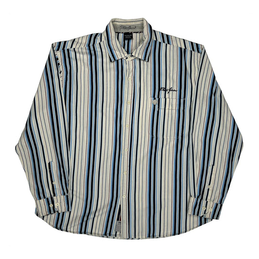 Vintage Phat Farm Striped Shirt - 3XL White Cotton