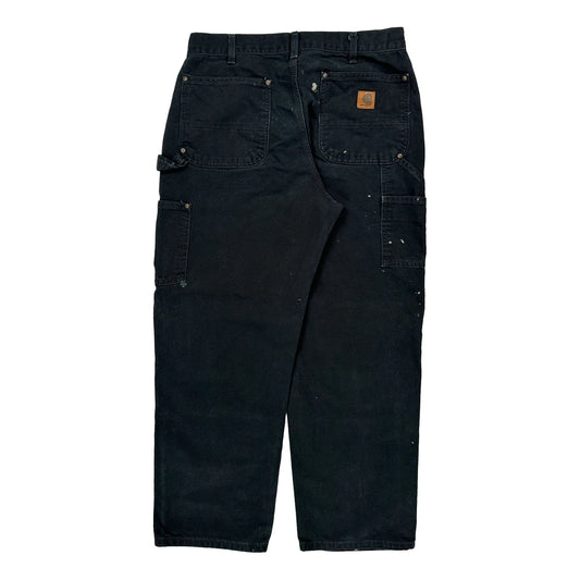 Carhartt B136 Blk Double Knee Carpenter Trousers - 32W 29L Black Cotton