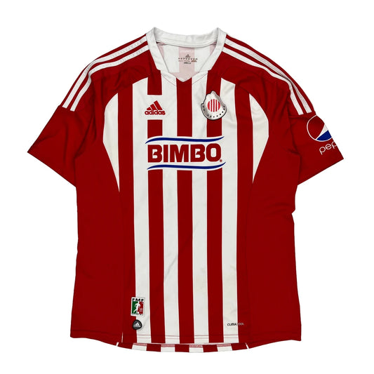 Chivas Guadalajara 2011/12 Home Adidas Striped Football Shirt - No Size Red Polyester