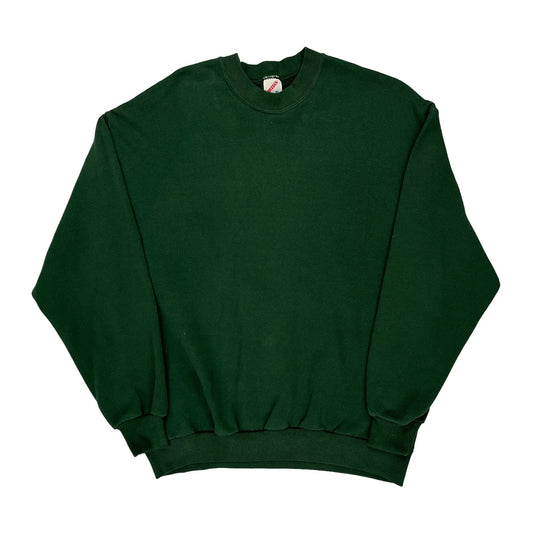 90S Blank Made In USA Jerzees Sweatshirt - XL Green Cotton