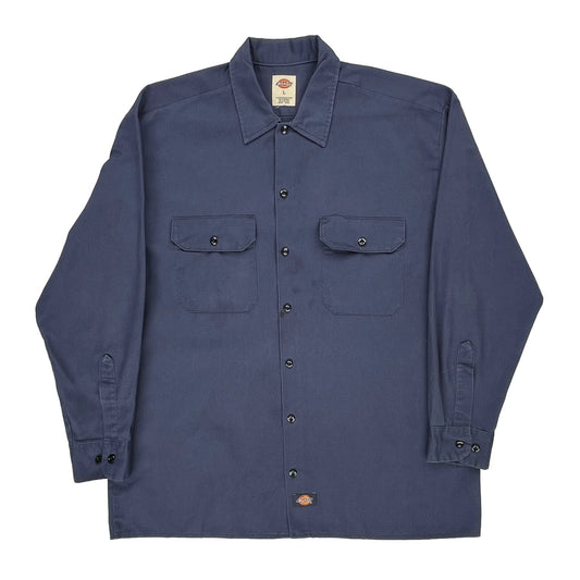 Dickies Shirt - Large Blue Polyester Blend