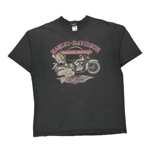 Harley Davidson Graphic T-Shirt - 2XL Black Cotton