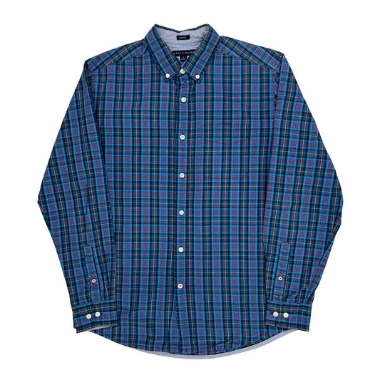 Vintage Tommy Hilfiger Checked Shirt - Medium Blue Cotton