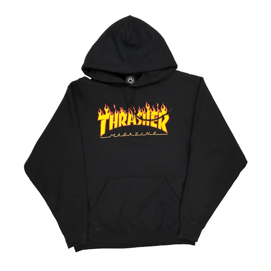 Skateboarding Thrasher Graphic Hoodie - Large Black Cotton Blend