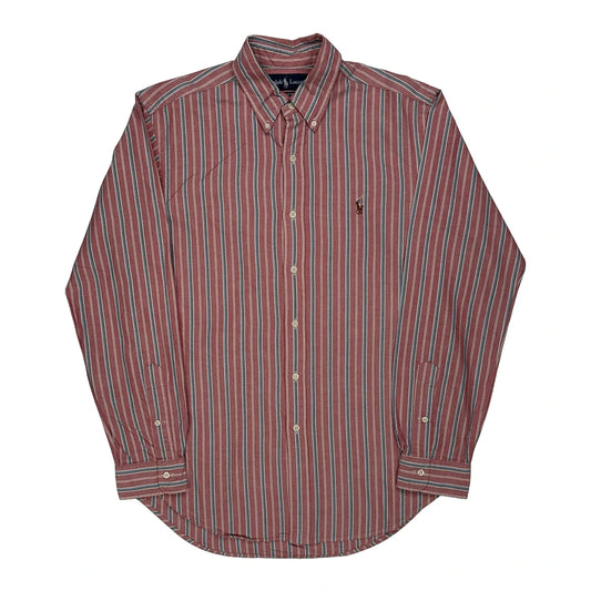 Polo By Ralph Lauren Striped Shirt - Medium Red Cotton